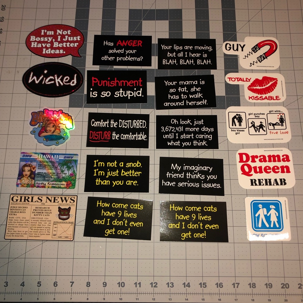 Y2K Funny Stickers. Lot of 20.